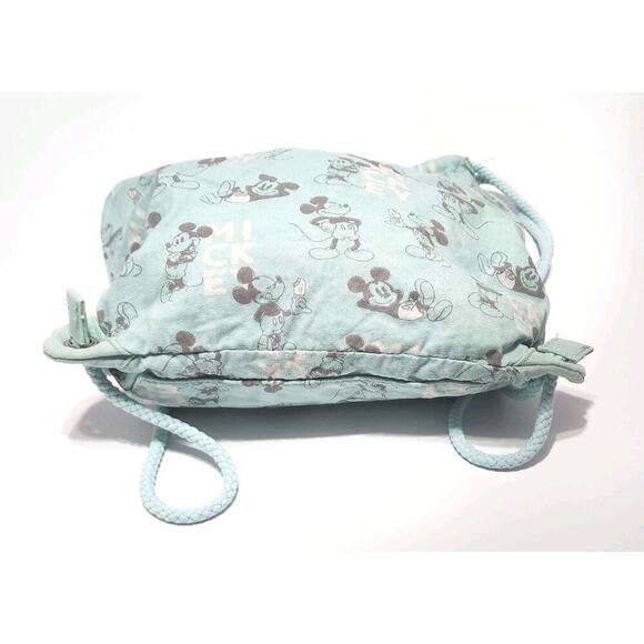 Disney's Mickey Mouse Aqua Blue Cotton Cinch Sack Bag Front Pocket - Picture 5 of 8